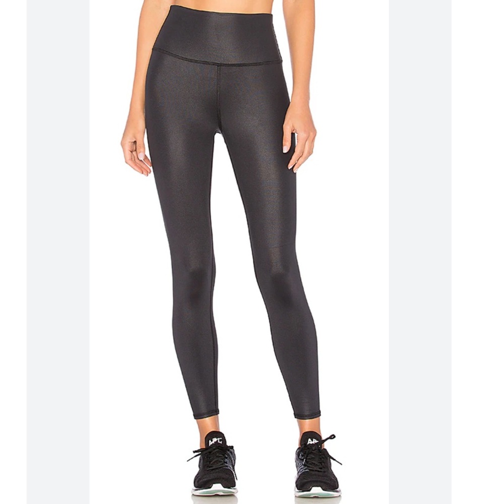 Alo Airbrush High Waist 7/8 Leggings in Black Glossy size XS